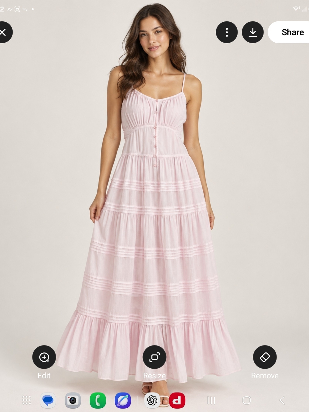 J. Crew Light Pink Tiered Spaghetti-Strap Maxi Dress
